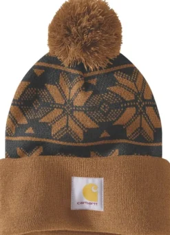 Carhartt Workwear Carhartt Knit Pom Jacquard Beanie naisten pipo, Carhartt® Brown| Päähineet, huivit ja kaulurit/Pipot Ja Lakit