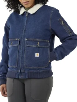 Carhartt Workwear Carhartt Relaxed Fit Denim Sherpa Lined Jacket naisten vuorattu farkkutakki| Ulkoilutakit