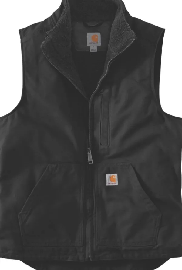 Carhartt Workwear Liivit^Carhartt Washed Duck Lined Mockneck Vest fleeceliivi, musta
