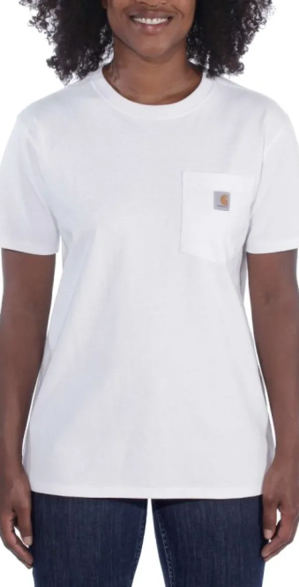 Carhartt Workwear Pocket naisten t-paita, valkoinen| T-paidat Ja Pikeepaidat