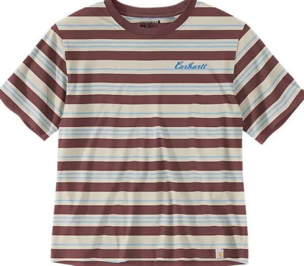 Carhartt Workwear T-paidat Ja Pikeepaidat^Carhartt W's Fiber Series Striped S/S T-Shirt Barnwood Stripe