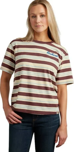 Carhartt Workwear T-paidat Ja Pikeepaidat^Carhartt W's Fiber Series Striped S/S T-Shirt Barnwood Stripe
