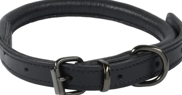 Catago Kaulapannat^Leather Dog Collar nahkapanta, musta