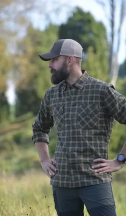 Chevalier M's Creek Shooting Fit Coolmax Shirt Mink Brown Checked| Metsästysliivit/Fleeceliivit