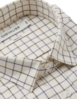 Chevalier Metsästyspaidat^Sheppey -kauluspaita naisille, kermanvalkoinen/ruutu