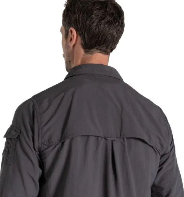 Craghoppers M's NosiLife Adventure Long Sleeved Shirt III Black Pepper| Hyönteissuojatut Vaatteet