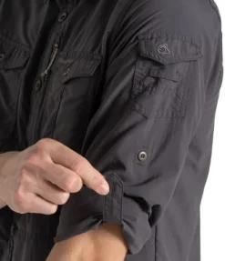 Craghoppers M's NosiLife Adventure Long Sleeved Shirt III Black Pepper| Hyönteissuojatut Vaatteet