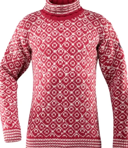 Devold Hupparit, Fleecet Ja Välipaidat^Svalbard Sweater High Neck Unisex Hindberry/Off White