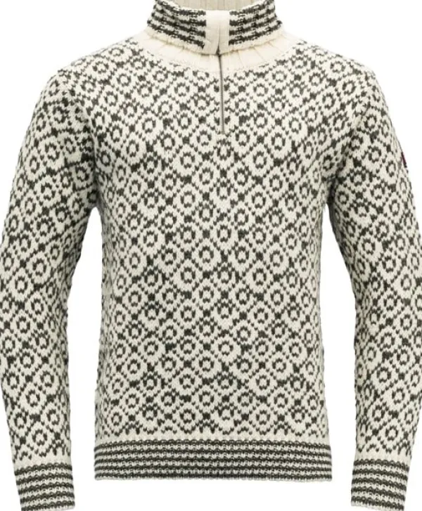 Devold Hupparit, Fleecet Ja Välipaidat^Svalbard Sweater Zip Neck Unisex Off White/Anthracite