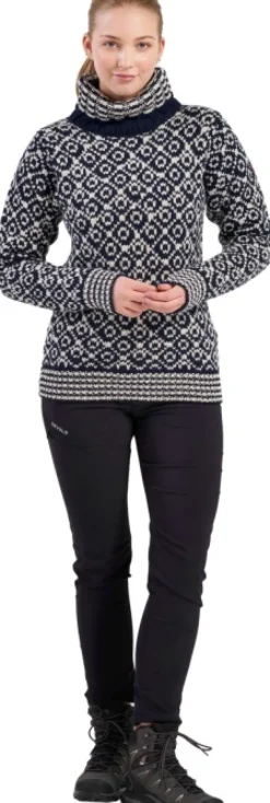 Devold Pitkähihaiset Paidat^Svalbard Wool High Neck villapaita, unisex, musta/valkoinen