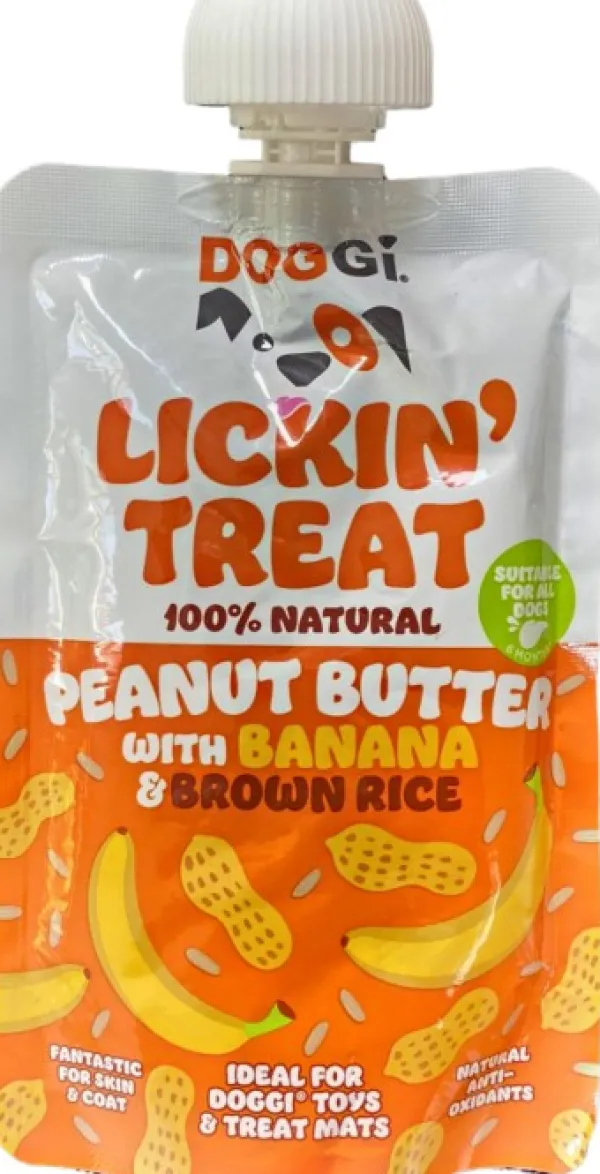 DOGGI Lickin' Treat Peanut Butter with Banana and Brown Rice makupala, 100 g| Makupalat