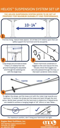 Eno Hammock Eno Helios XL Ultralight Suspension System kiinnitysjärjestelmä riippumatolle, harmaa, 4,08 m| Riippumatot