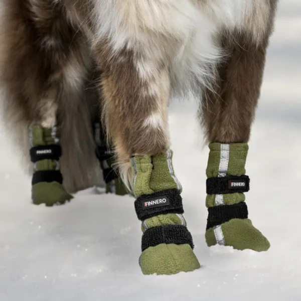 FinNero Hundsko HALLA koiran tossut, M-L, 4-pack, Reflex Grön| Koiran Tossut