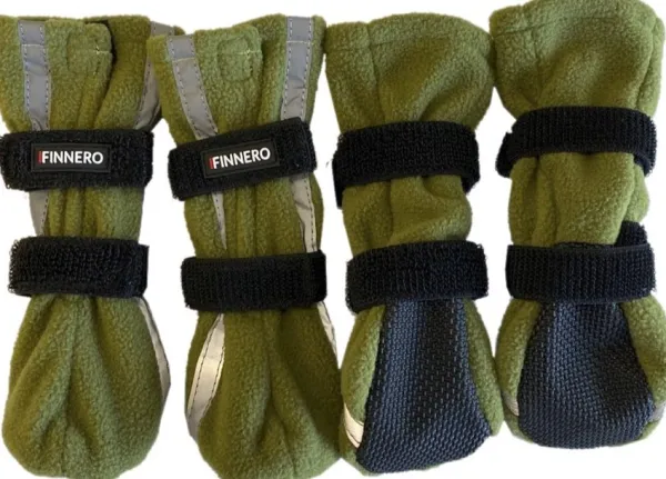 FinNero Koiran Tossut^Hundsko HALLA koiran tossut, XL, 4-pack, Reflex Grön