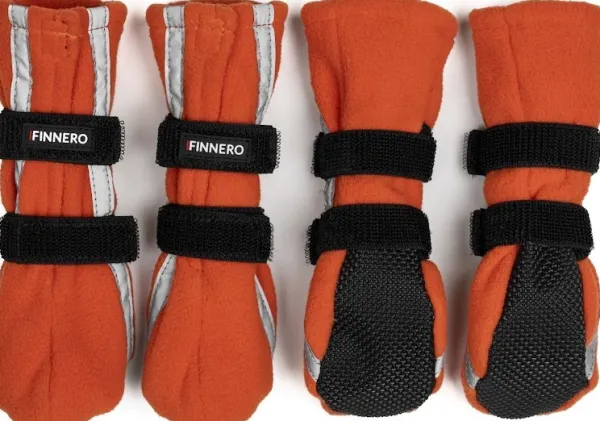 FinNero Hundsko HALLA koiran tossut, XL, 4-pack, Reflex Orange| Koiran Tossut