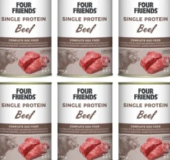 Four Friends Beef koiran märkäruoka nauta, 6 x 400 g| Koiran Märkäruoka