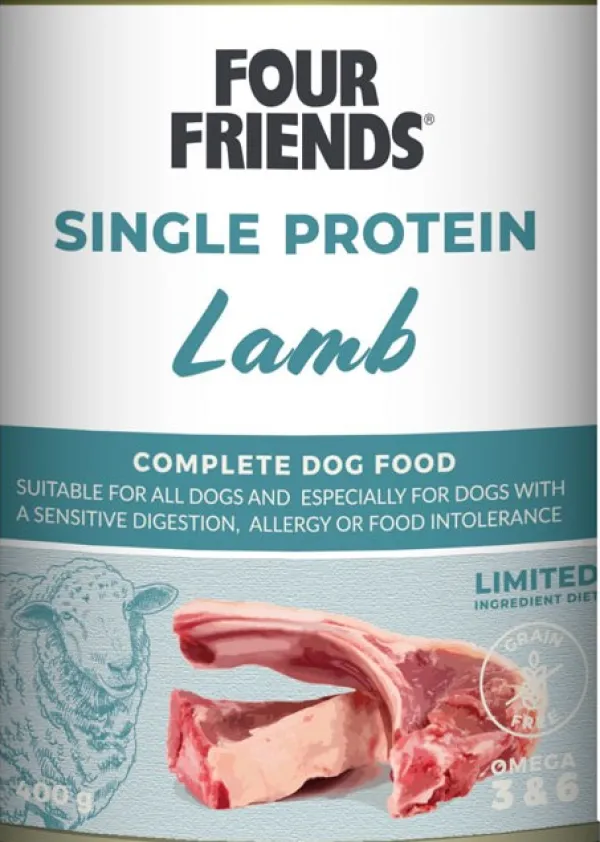 Four Friends Lamb koiran märkäruoka lammas, 400 g| Koiran Märkäruoka