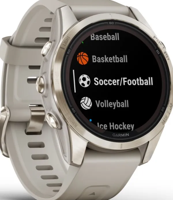 Garmin Fenix 7S Pro Sapphire Solar Soft Gold with Light Sand Band| Äly- Ja Urheilukellot