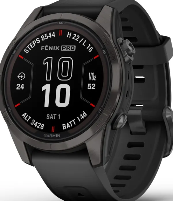 Garmin Fenix 7S Pro Sapphire Solar Carbon Grey DLC Titanium with Black Band| Äly- Ja Urheilukellot