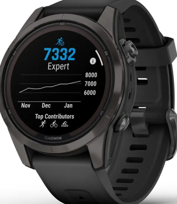 Garmin Fenix 7S Pro Sapphire Solar Carbon Grey DLC Titanium with Black Band| Äly- Ja Urheilukellot