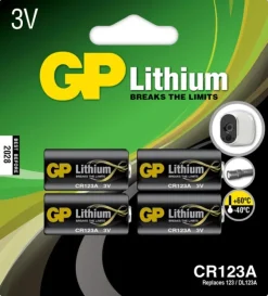 GP Batteries GP litiumparisto CR123A, 4 kpl| Paristot, Laturit Ja Vara-akut