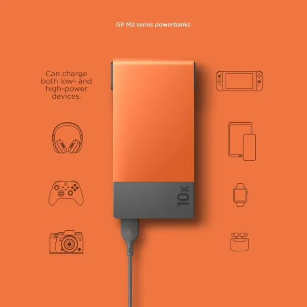 GP Batteries GP Powerbank M2 10000 mAh varavirtalähde, oranssi| Paristot, Laturit Ja Vara-akut