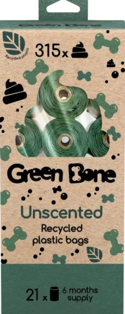 Green Bone Koirankakkapussit^Unscented tuoksuttomat koirankakkapussit, 21 rullaa, 315 kpl