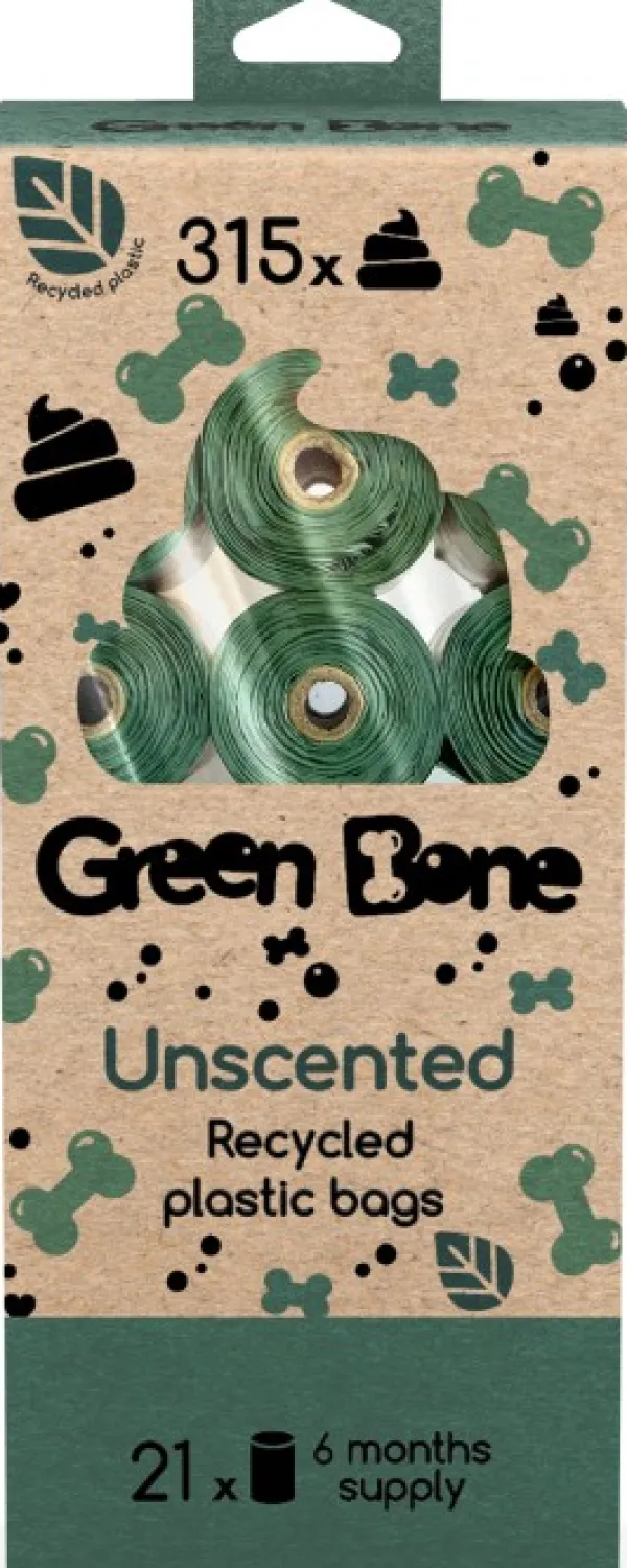 Green Bone Koirankakkapussit^Unscented tuoksuttomat koirankakkapussit, 21 rullaa, 315 kpl