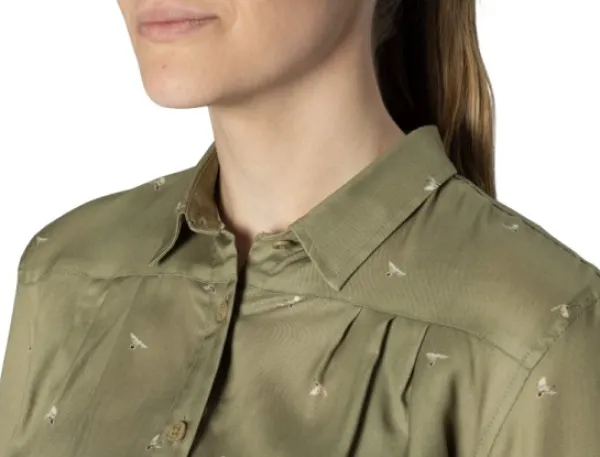 Härkila Abigail L/S Shirt Women Dust Green/Flying Ducks| Naisten metsästysvaatteet/Naisten Metsästyspaidat