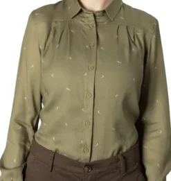 Härkila Abigail L/S Shirt Women Dust Green/Flying Ducks| Naisten metsästysvaatteet/Naisten Metsästyspaidat