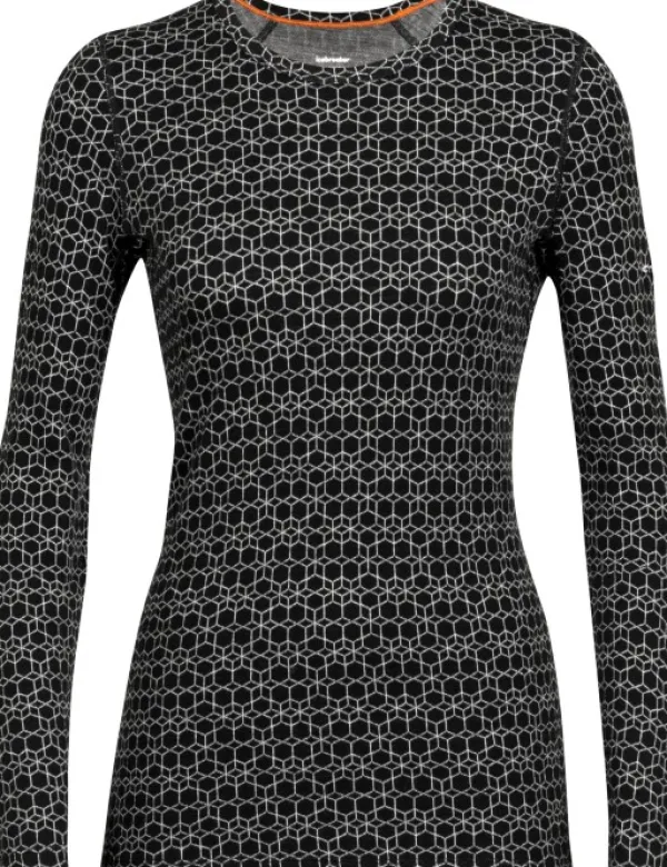 Icebreaker Outlet - Kerrastot Ja Alusasut^250 Vertex LS Crewe Alpine Geo naisten kerrastopaita, musta/valkoinen