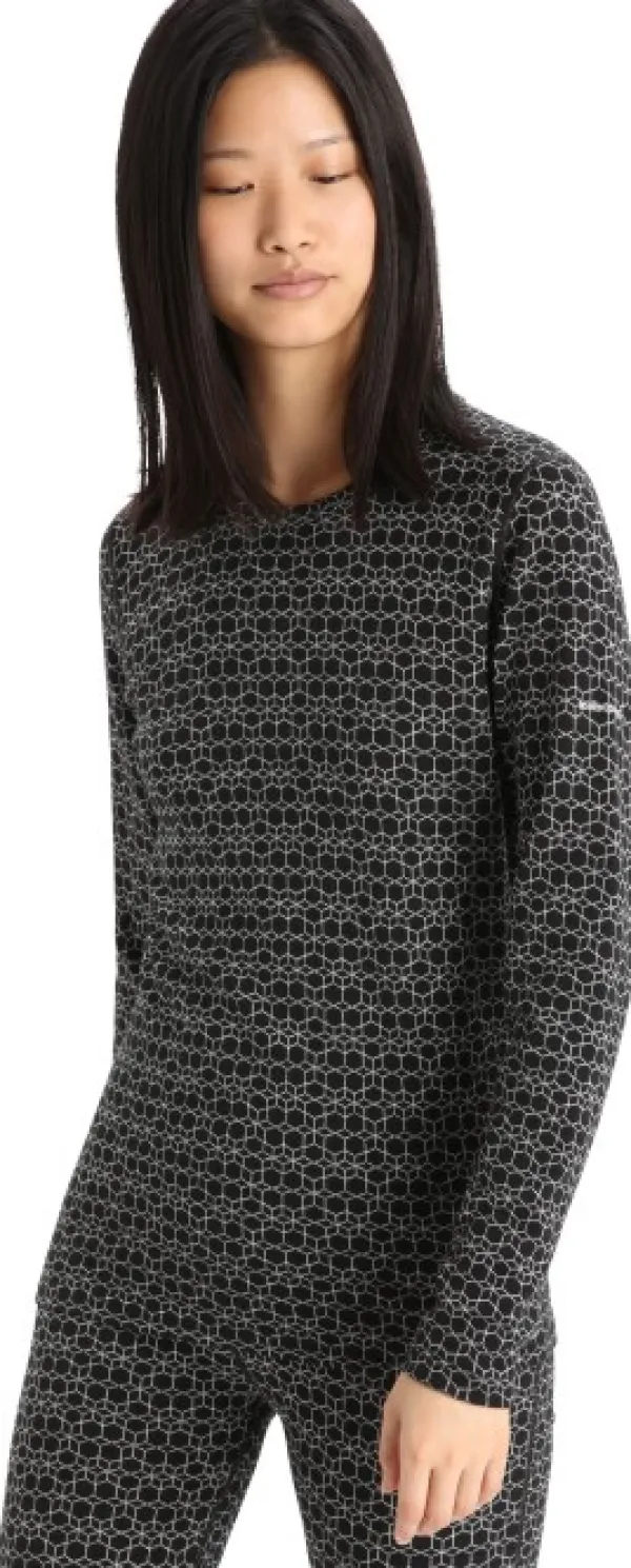 Icebreaker Outlet - Kerrastot Ja Alusasut^250 Vertex LS Crewe Alpine Geo naisten kerrastopaita, musta/valkoinen