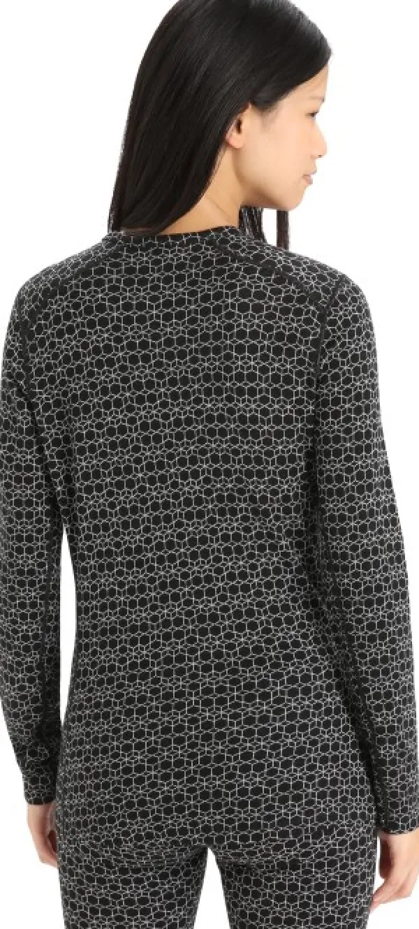 Icebreaker Outlet - Kerrastot Ja Alusasut^250 Vertex LS Crewe Alpine Geo naisten kerrastopaita, musta/valkoinen