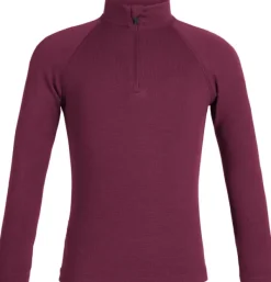 Icebreaker Kids 260 Tech LS Half Zip Unisex lasten kerrastopaita, tummanpunainen| Lasten Alusasut Ja Kerrastot