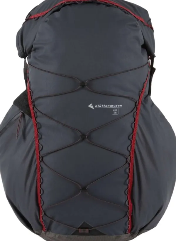 Klättermusen Vån WP Backpack rinkka, 55 L, mustaharmaa| Reput Ja Rinkat
