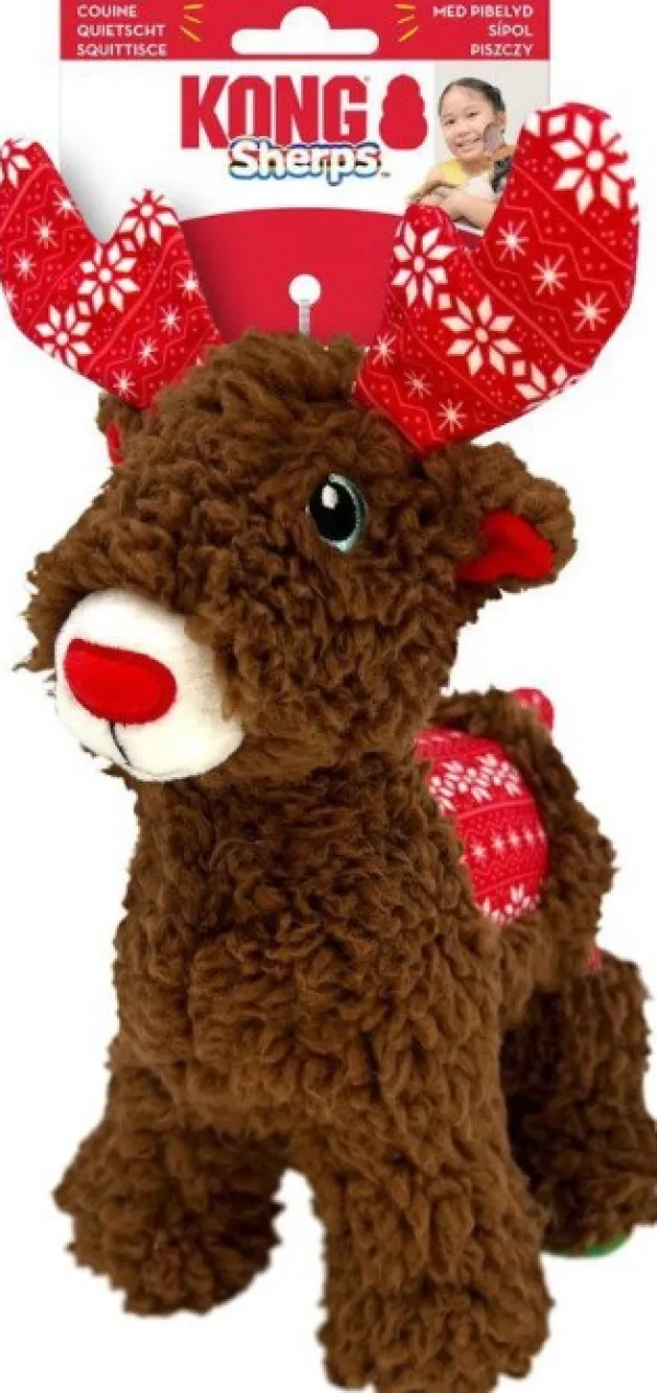 Kong Holiday Sherpa Reindeer koiran pehmolelu, M 21x8x18 cm| Pehmeät Lelut