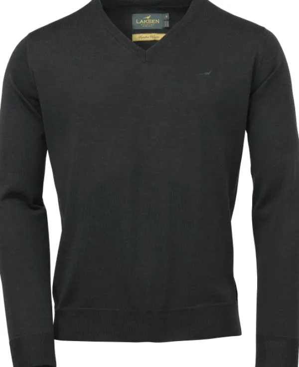 Laksen Metsästysliivit/Fleeceliivit^Sussex V-Neck Olive merinovillapusero, harmaanvihreä