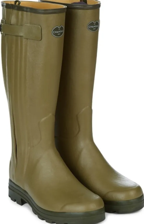 Le Chameau Chasseur Leather Lined Boot kumisaappaat nahkavuorilla, vihreä| Saappaat
