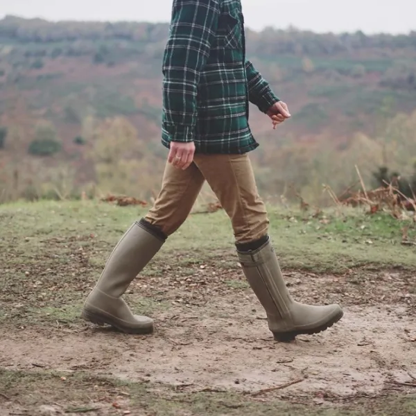 Le Chameau Chasseur Leather Lined Boot kumisaappaat nahkavuorilla, vihreä| Saappaat