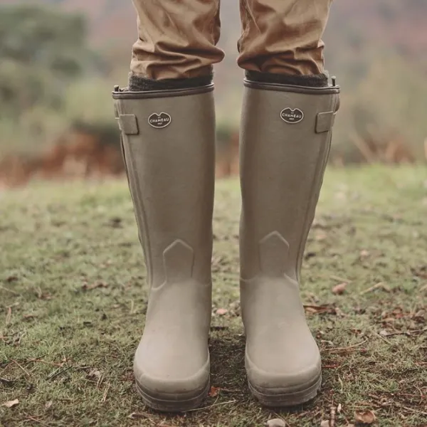 Le Chameau Chasseur Leather Lined Boot kumisaappaat nahkavuorilla, vihreä| Saappaat