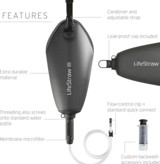 Lifestraw Juomajärjestelmät^Peak Gravity vedensuodatusjärjestelmä, 3L, tummanharmaa