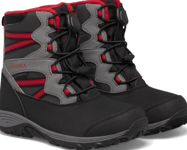 Merrell Kids Outback Snow Boot lasten talvikenkä, musta/harmaa/punainen| Lasten Kengät