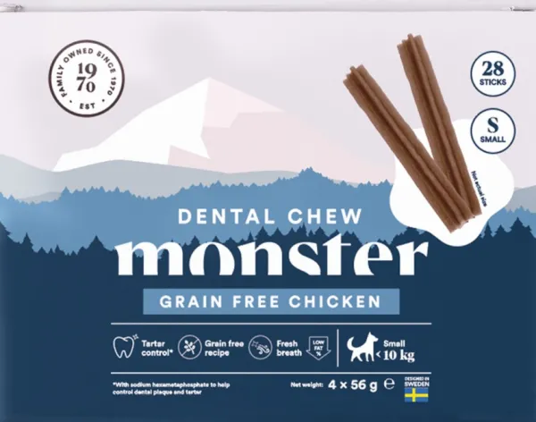 Monster Dog Dental Chew GF hammashoitoherkku kana, S, 28 kpl| Makupalat