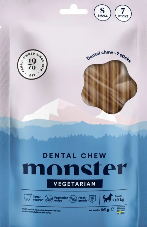 Monster Makupalat^Dog Dental Chew Vegan hammashoitoherkku, S, 7 kpl