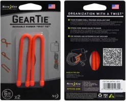 Nite Ize Gear Tie 6-Bright Orange 2-pack| Reppujen Ja Laukkujen Tarvikkeet