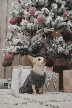 PAIKKA Handmade Knit koiran neulepusero, 45-50 cm, maastonvihreä| Neuletakit