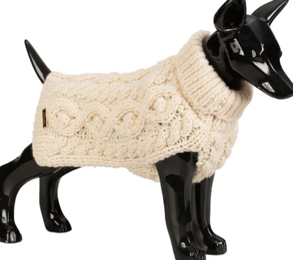 PAIKKA Handmade Knit koiran neulepusero, 20-30 cm, luonnonvalkoinen| Neuletakit