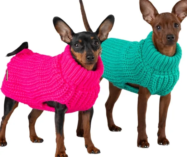 PAIKKA Neuletakit^Knit Sweater koirien villapaita, 20-30 cm, Pink