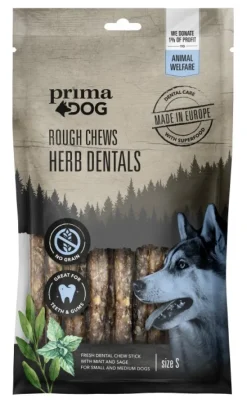 PrimaDog Puruluut^Prima Dog Rough Chews Dental Mint/Sage purutikku, 12 cm