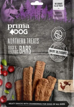 PrimaDog Makupalat^Prima Northern Treats Ankka-sillitanko -koiranherkku 80 G
